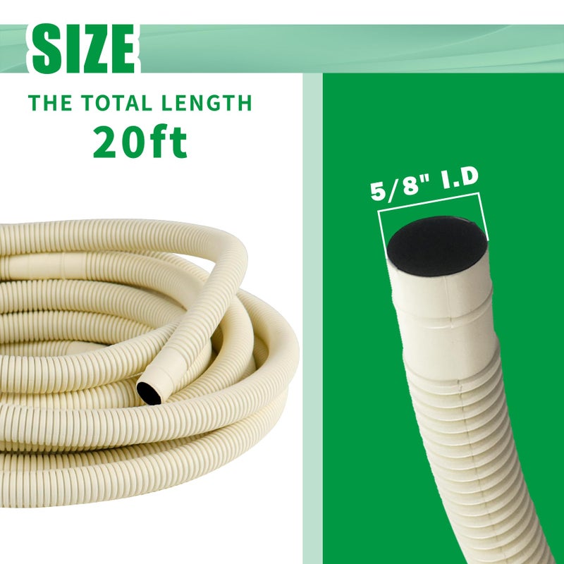 Forestchill Mini Split Drain Hose, 20 Ft AC Drain Hose for Mini Split Air Conditioner & Heat Pump System, 5/8" I.D AC Drain Line Pipe - Image 2